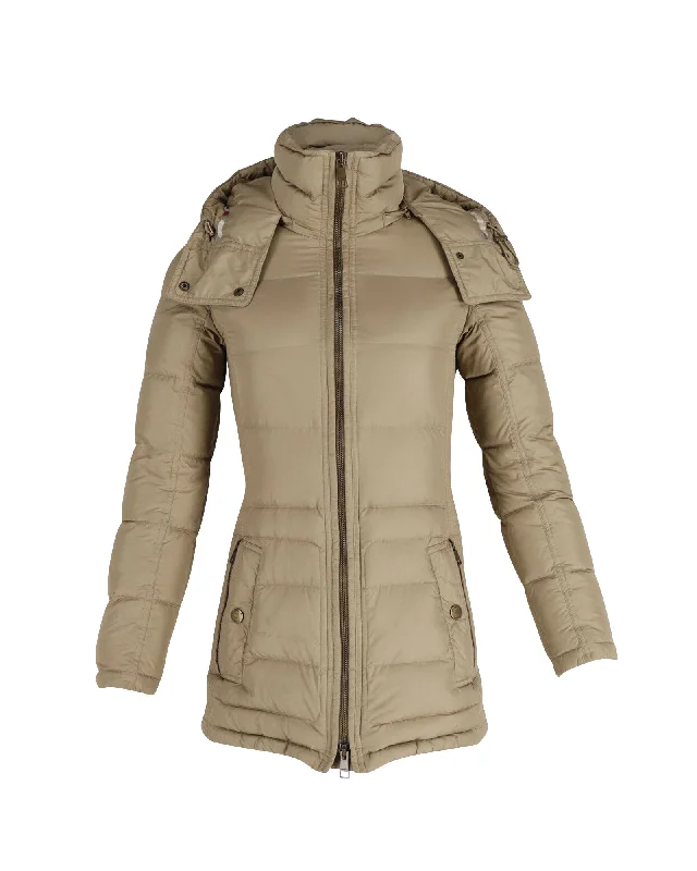Burberry Brit Puffer Down Jacket in Beige Goose Down FeatherPea Coats