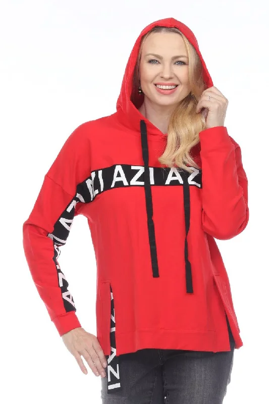 "Mila" Red HoodieZippered Jackets