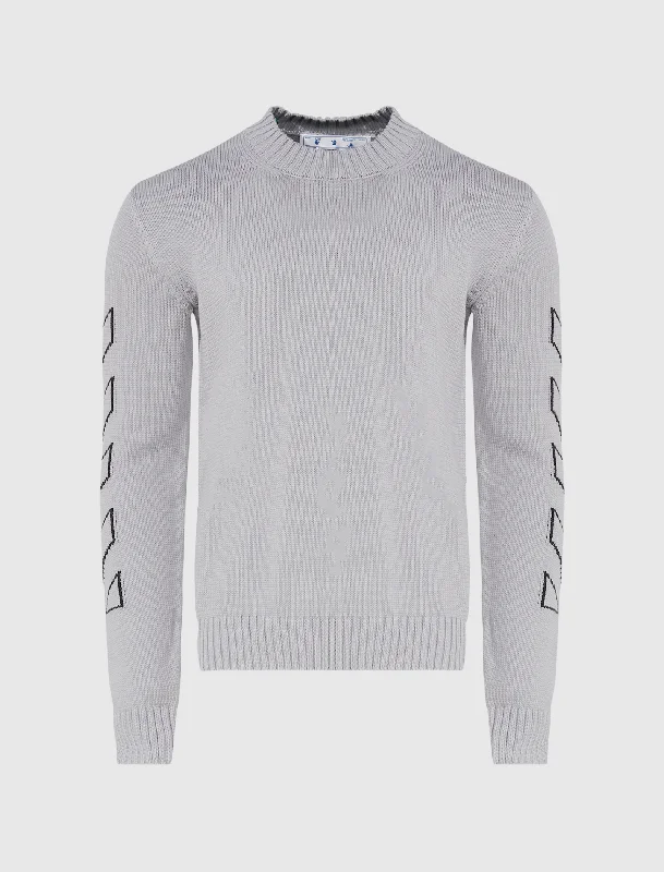 DIAGONAL OUTLINE KNIT CREWNECK