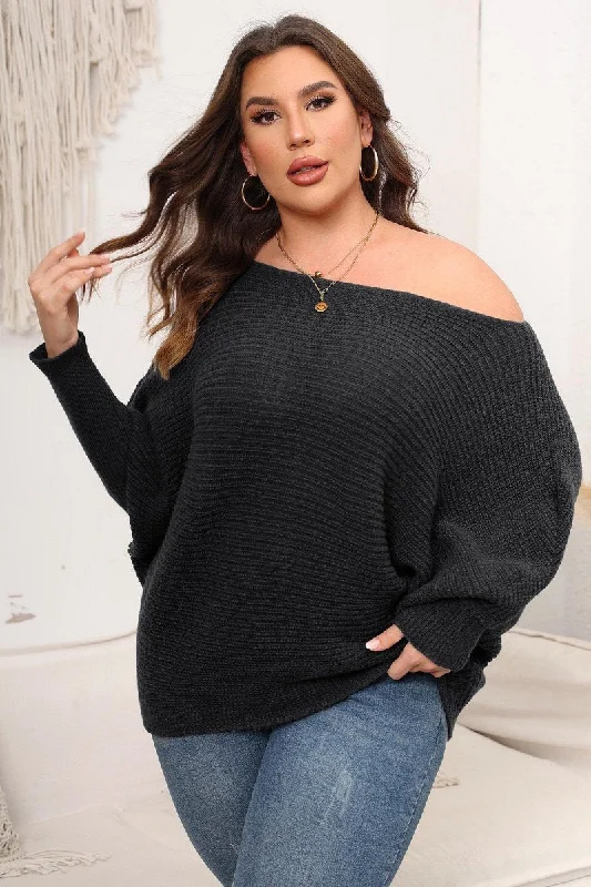 WOMEN PLUS SIZE LOOSE FIT OVERSIZED KNIT SWEATER